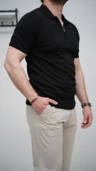 YAKA FERMUARLI TRİKO TSHIRT